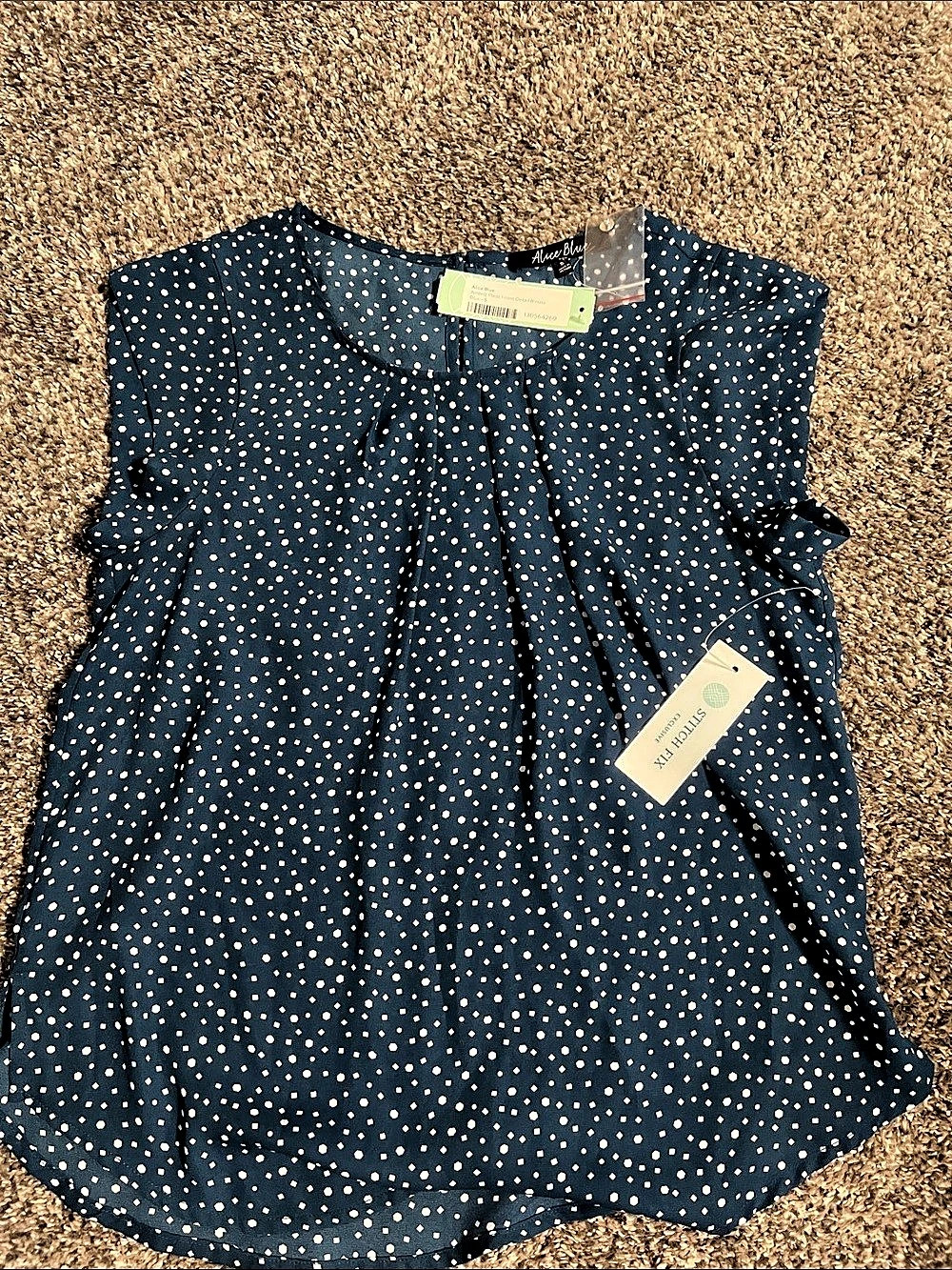 Alice Blue Ambriz Pleat Front Detail Blouse Pleat Front Blouse in Blue & White